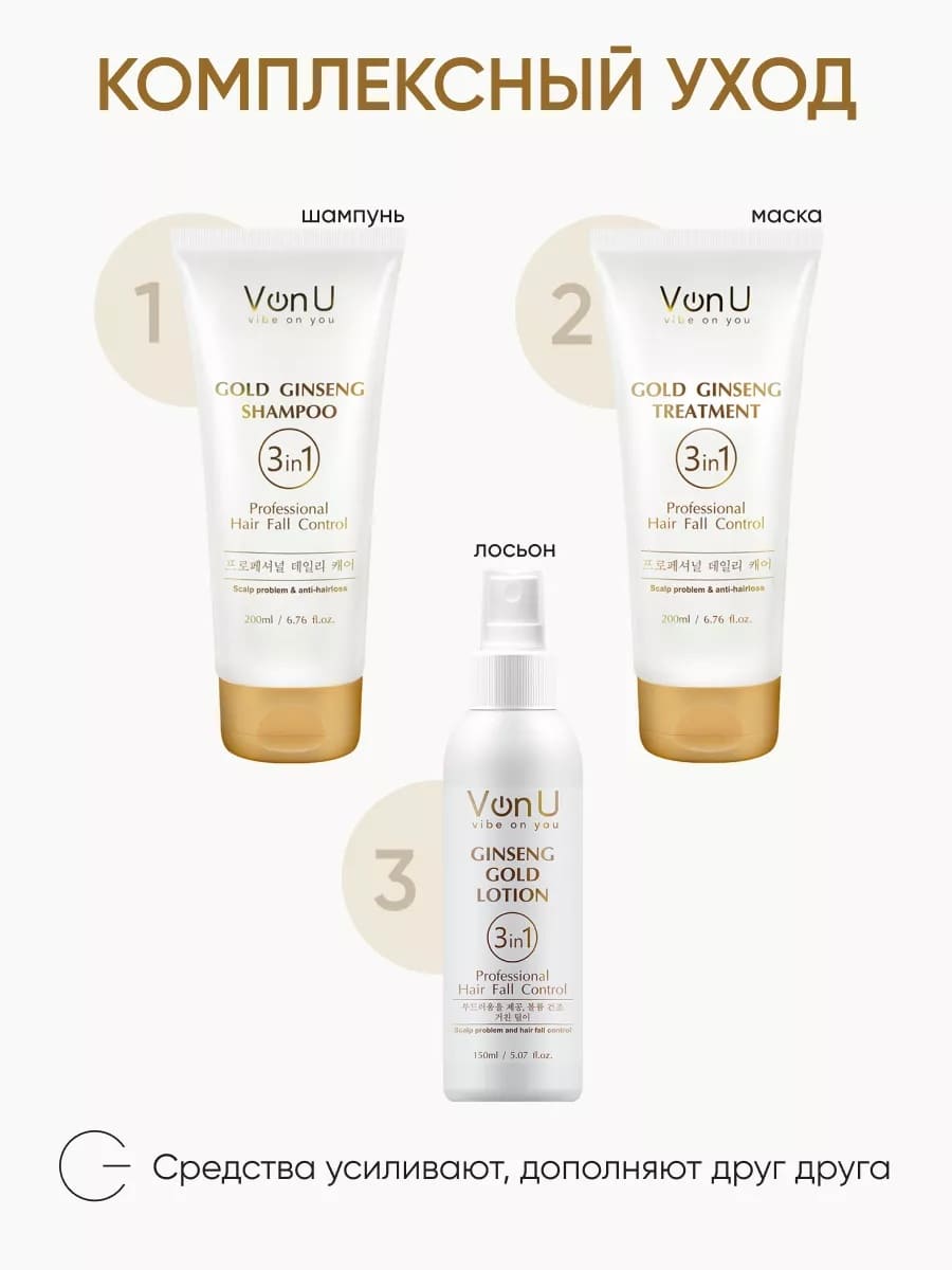 Шампунь для волос с экстрактом золотого женьшеня Ginseng Gold Shampoo ( NEW) 200 мл