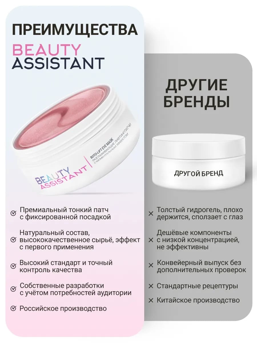 BEAUTY ASSISTANT SOS Perfector Boto-lift Eye Mask Разглаживающие лифтинг-патчи с моментальным эфф.