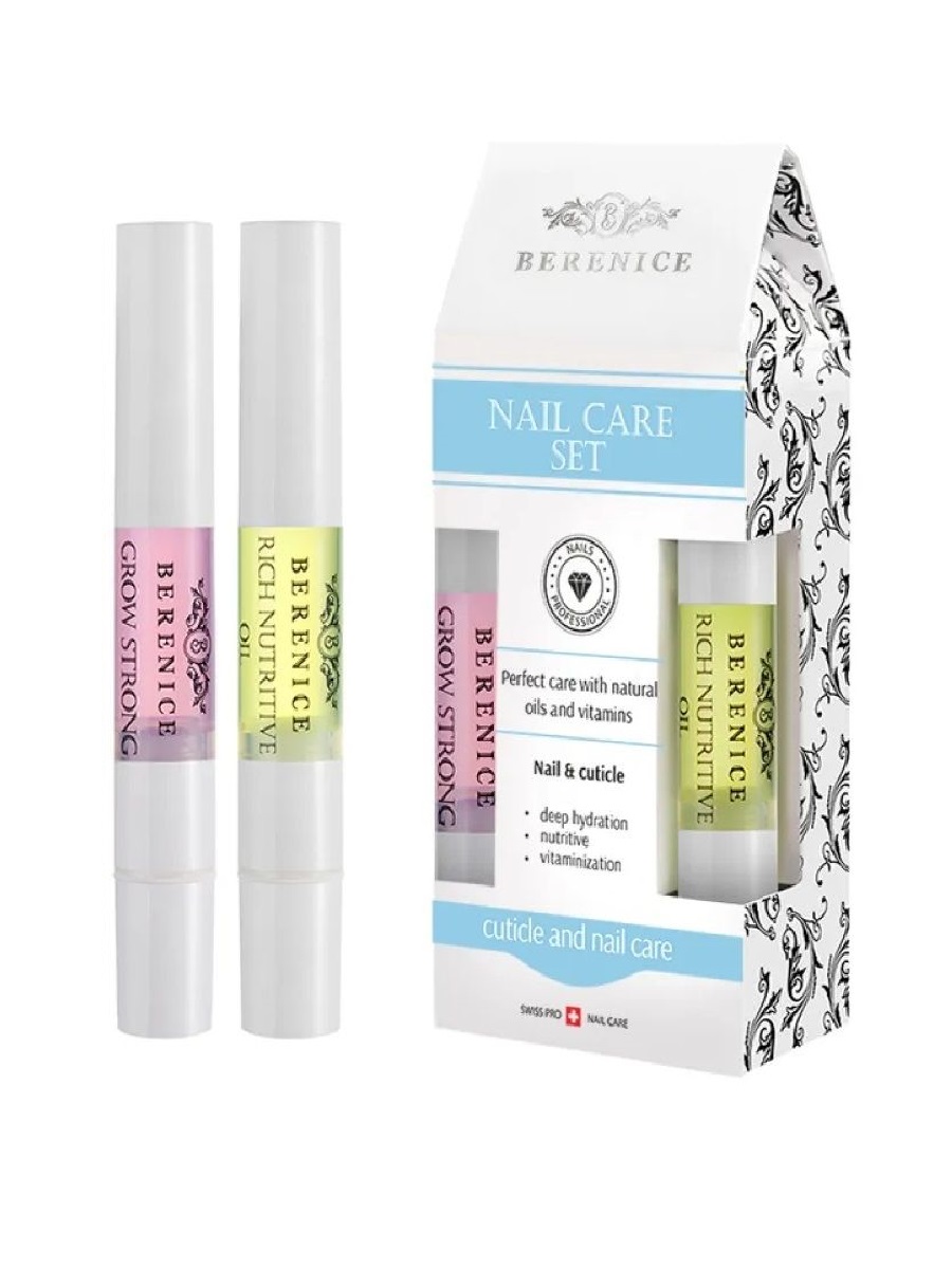 BERENICE Nail Care Set Набор средств для ногтей «Rich nutritive oil» 4 ml. + «Grow strong» 4 ml.